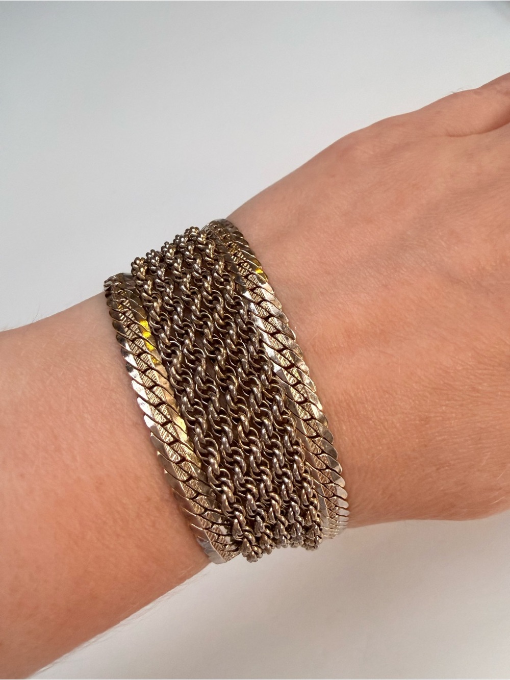 Vintage Monet Gold Tone Multi Strand Wide Cuff Bracelet